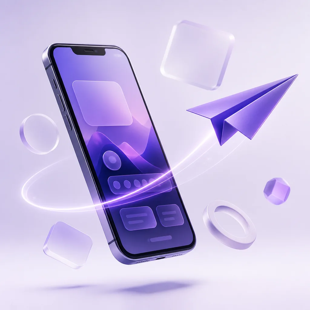 Illustration of the v2flyNG Android client paper plane